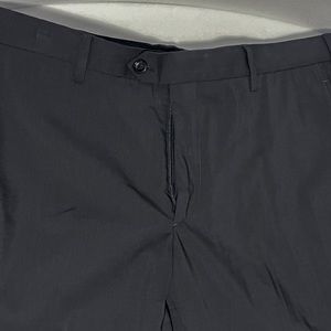 Giorgio Armani Black Label Black Dress Pants Flat Front 52 35/32 34 Italy